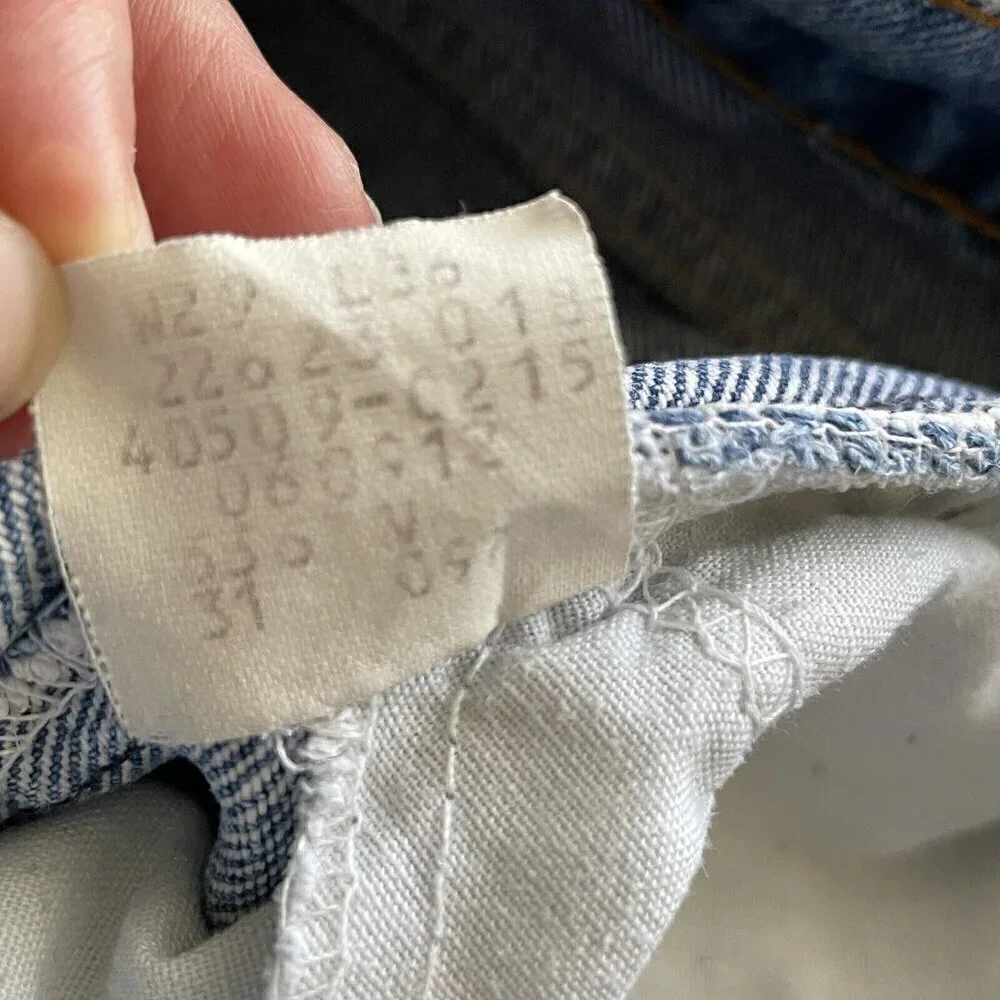 Vintage 1980s Levis 536 Womens Jeans 27x27 High Waist Raw Hem Denim Orange Tab